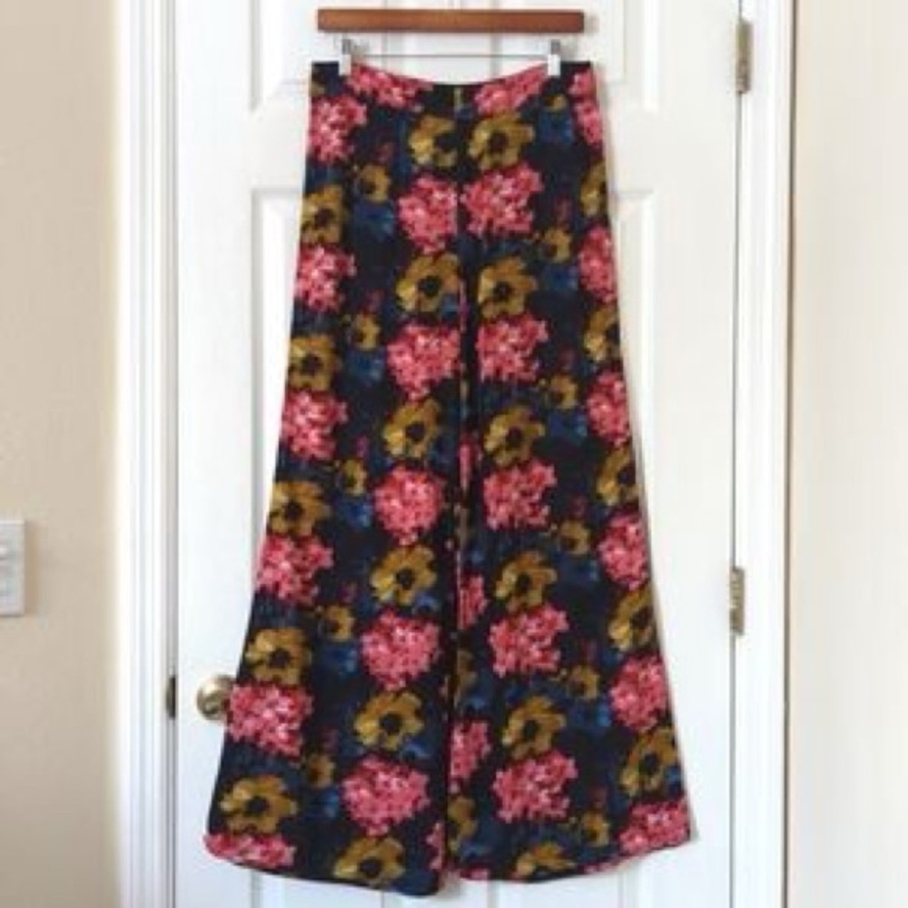 Abercrombie & Fitch Floral Wide Leg Pants - Navy, Pink, Mustard
